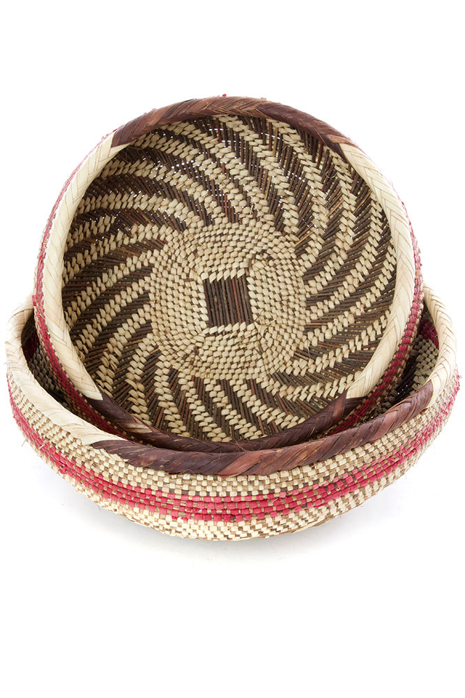 Pink and Natural Nesting Tonga Baskets - YEHT CO.